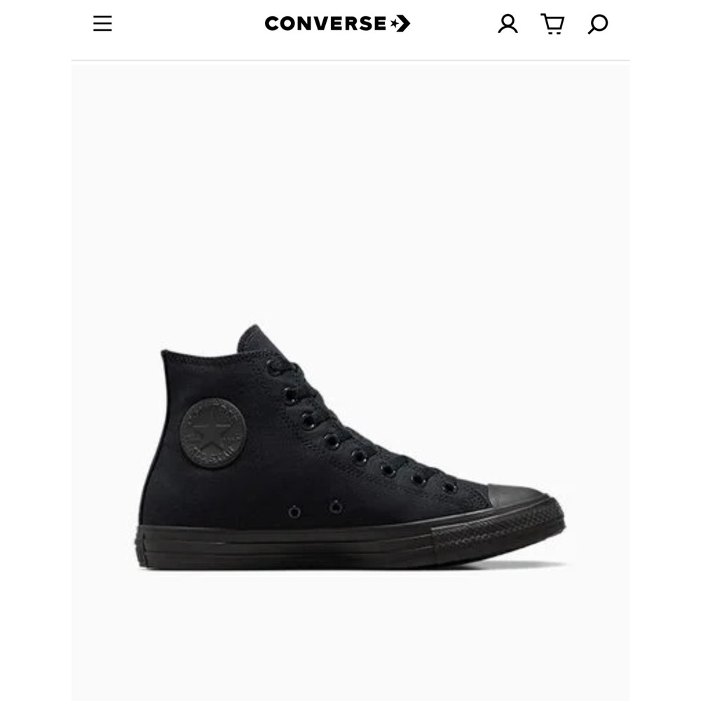 Converse All Star High Top Sneakers Black Monochrome Canvas Shoes